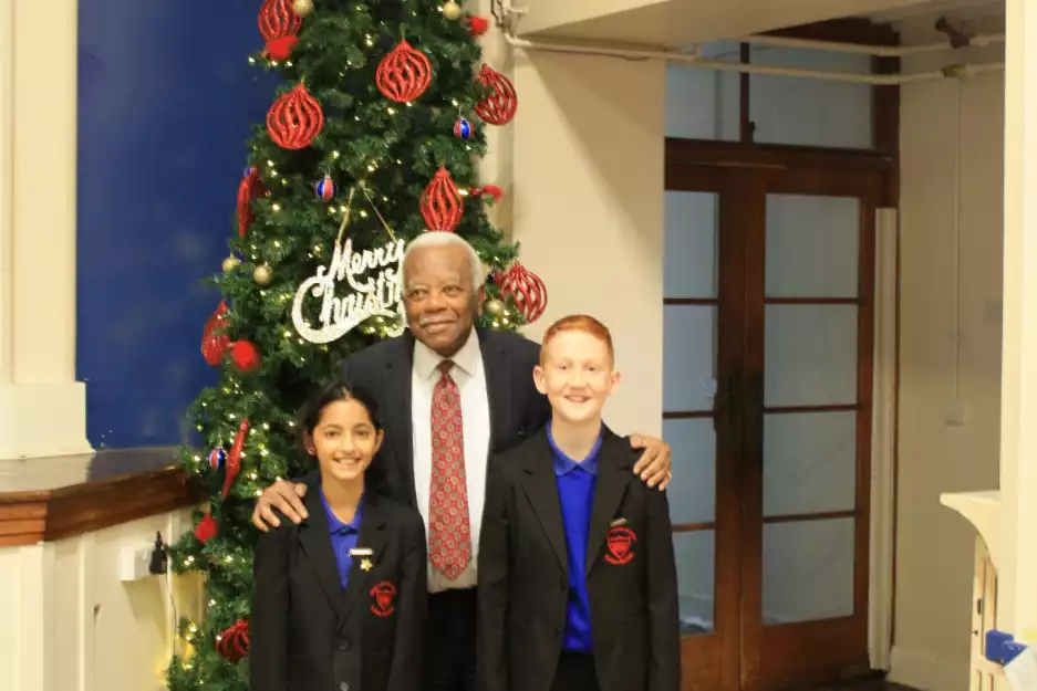 SIR TREVOR MCDONALD VISITS PRINCE AVENUE ACADEMY